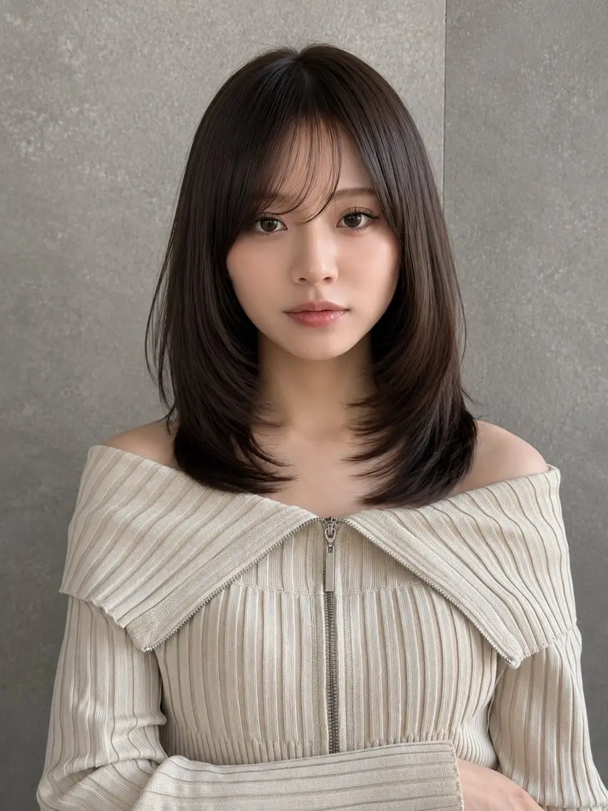 ミディアム カット ヘアカラー トリートメント 🦋韓国風レイヤー/ 艶髪矯正🦋凛太郎のヘアスタイル