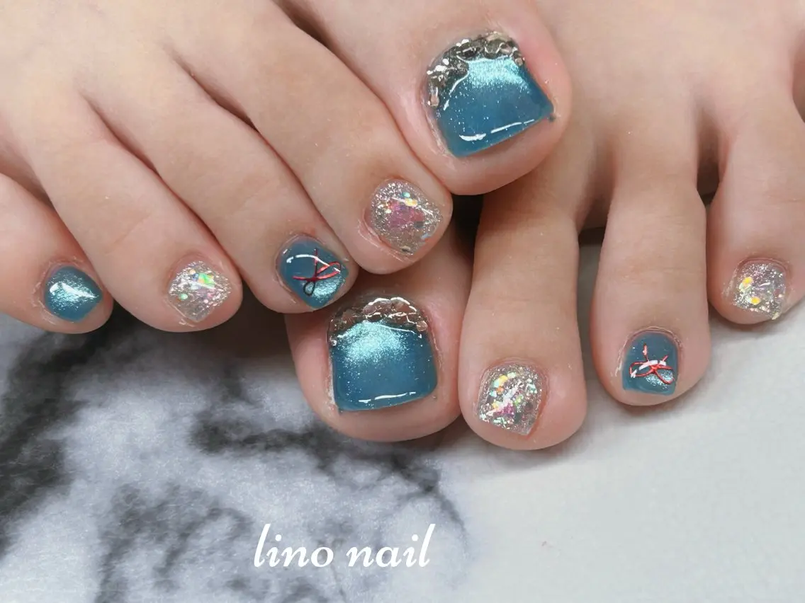 ネイル 長さ出し フットネイル 持ち込み ワンカラーネイル ワンホンネイル フットネイル Lino Nailのネイルデザイン