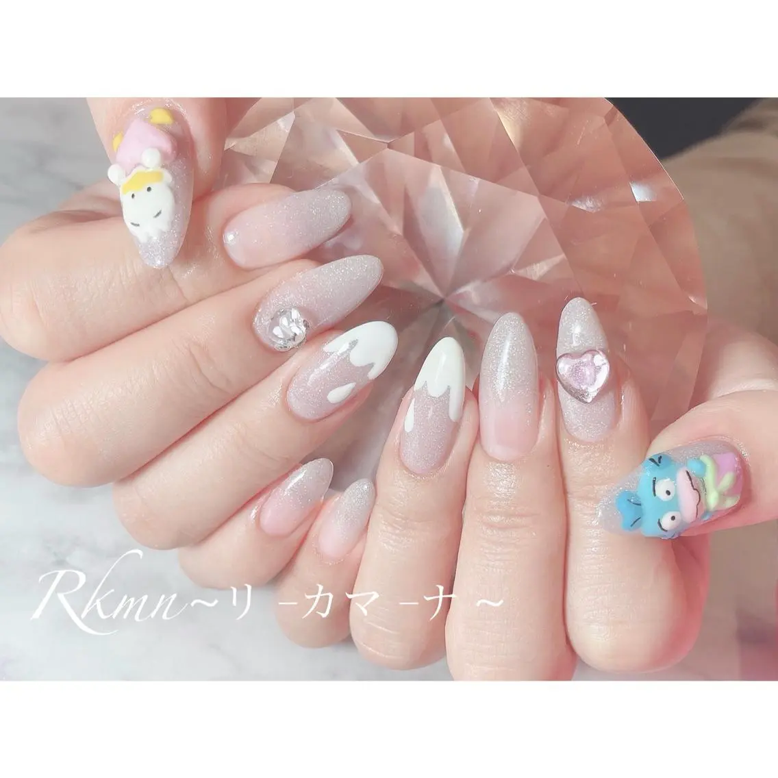 ネイル アートネイル グラデーション ハート ラメ(グリッター) ラメグラデーション Rkmn ~リ-カマ-ナ~のネイルデザイン