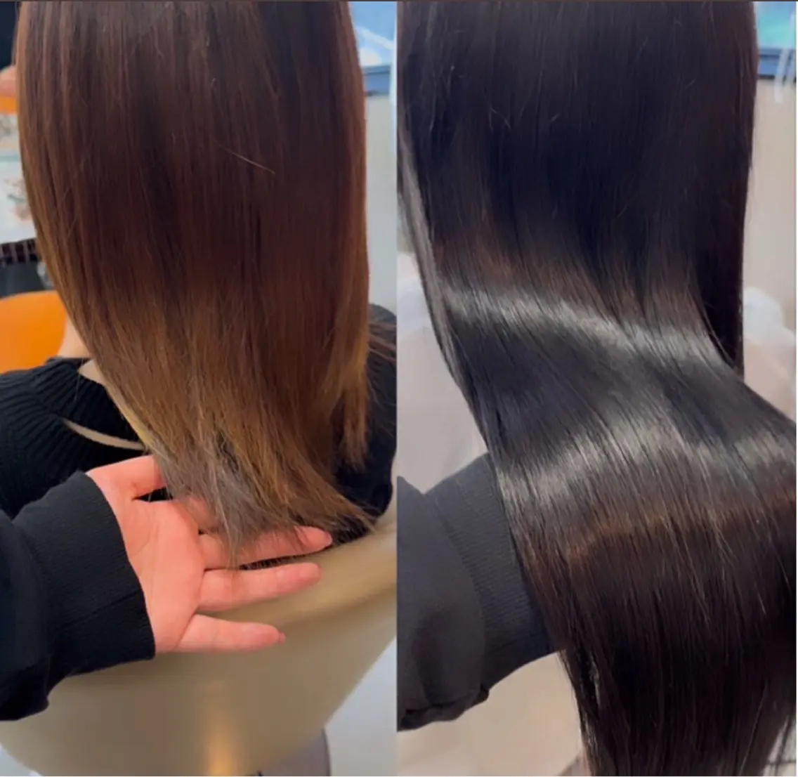ミディアム ヘアカラー エクステ 暖色カラー❤️横浜 エクステらん🦖のヘアスタイル