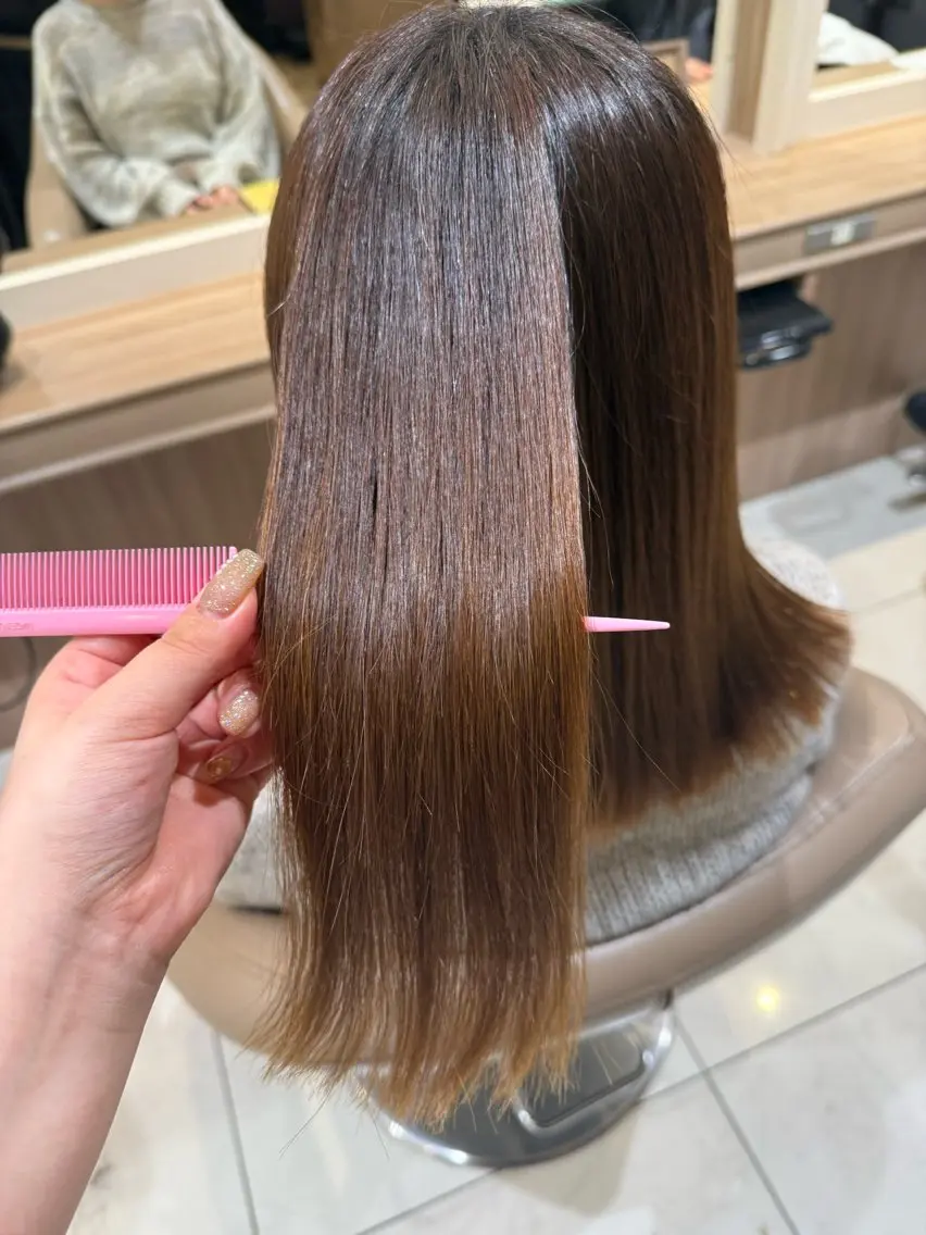 ミディアム パーマ カット 縮毛矯正 トリートメント 韓国ヘアメイク🎀/ 縮毛矯正✨山本媛香のヘアスタイル