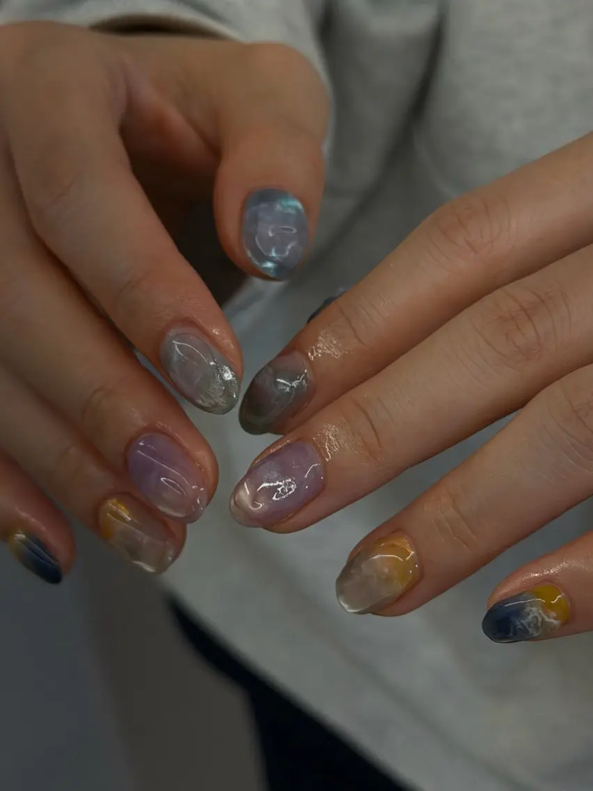 ネイル オーロラネイル ジェルネイル キラキラネイル マグネットネイル ニュアンスネイル ハンドネイル ハンドケア Bana_ Nailのネイルデザイン