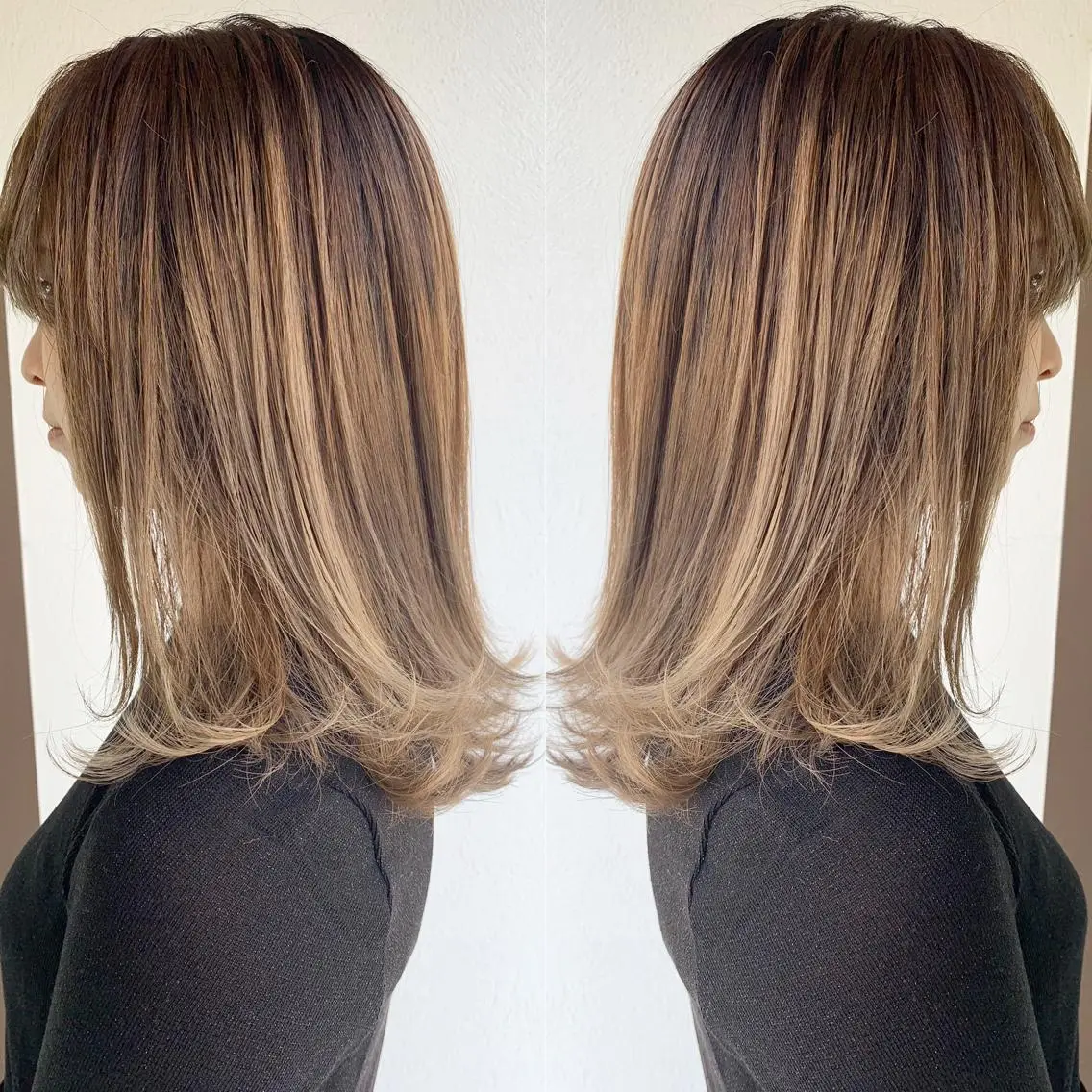 カラー バレイヤージュ ✨艶ブリーチカラー ✨四ノ宮裕己のヘアスタイル