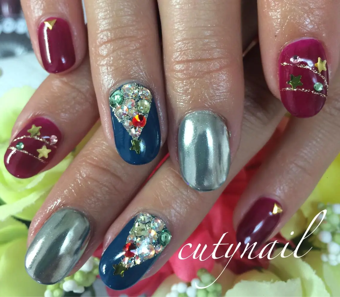 ネイル ジェルネイル ミラーネイル cuty nailのネイルデザイン