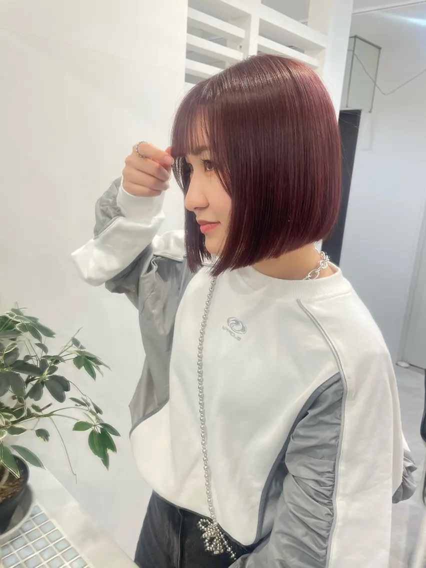 ショート カラー ミストバング ベージュカラー ブリーチ ケアブリーチ ダブルカラー ダブルカラーVia/ airi♡のヘアスタイル
