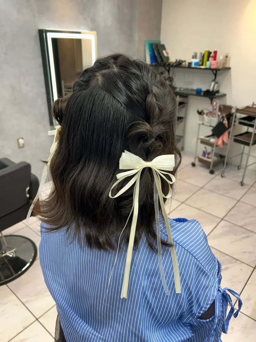 ミディアム ヘアアレンジ 結婚式・ブライダル _WHITE 天神店 YUMEKA🐻のヘアスタイル