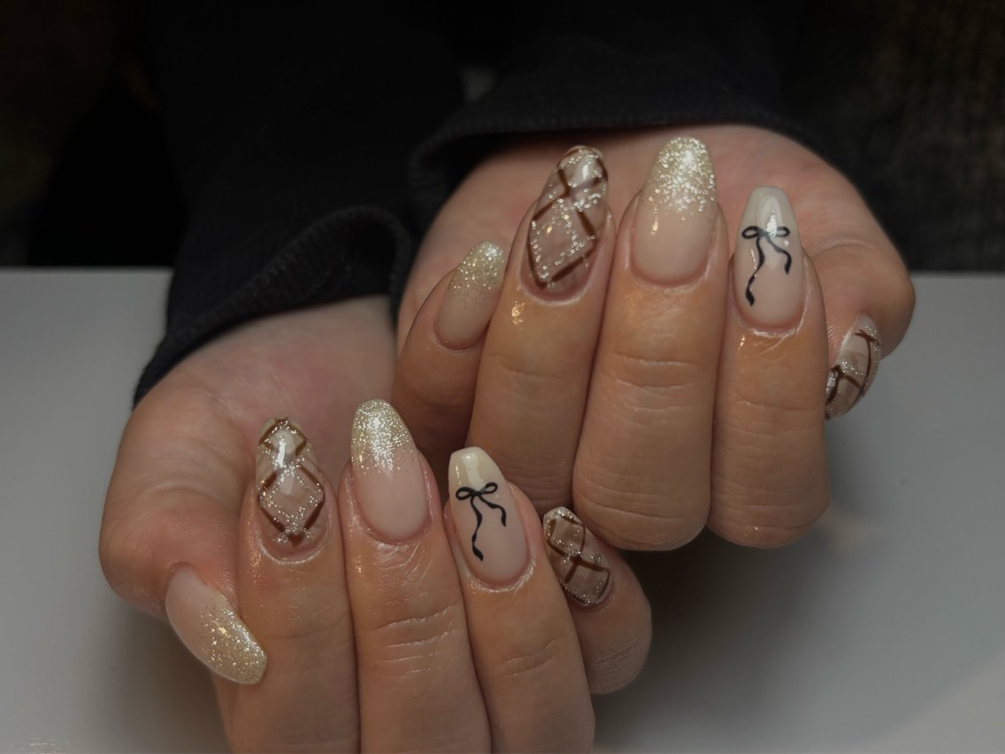 ネイル ブラウン ガーリー グラデーション キラキラネイル ラメ(グリッター) ハンドネイル D.d nail Rina✨のネイルデザイン
