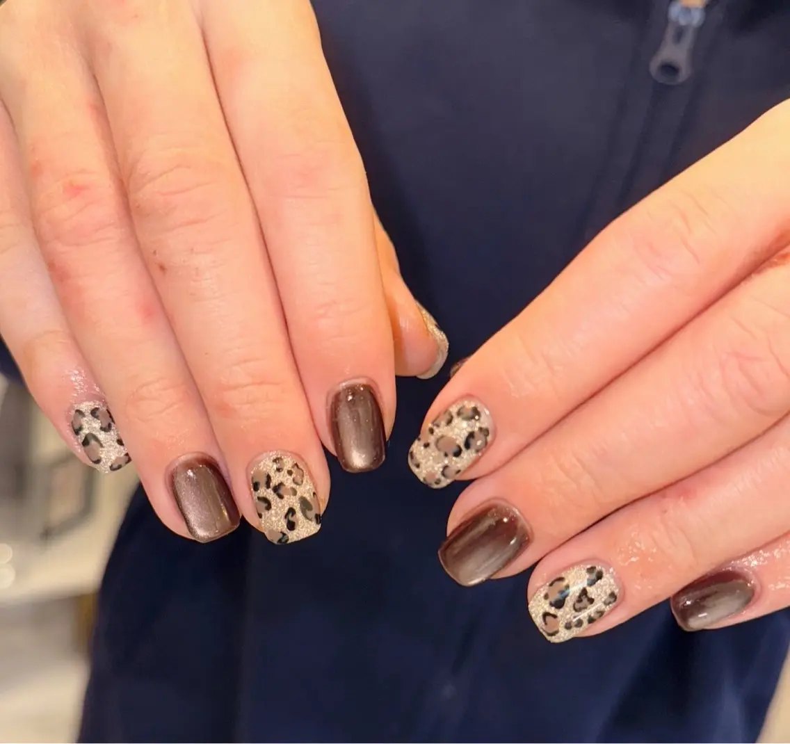 ネイル アニマル柄 フラッシュネイル ジェルネイル マグネットネイル メンズネイル ハンドネイル MIMnail メンズネイリストのネイルデザイン