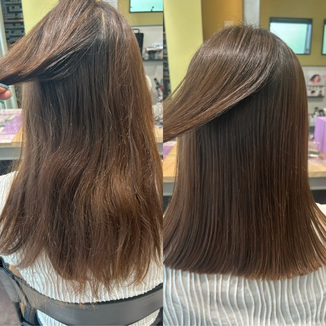 セミロング パーマ ストレートパーマ カット 縮毛矯正 トリートメント hubhair レイヤー/透明感のヘアスタイル