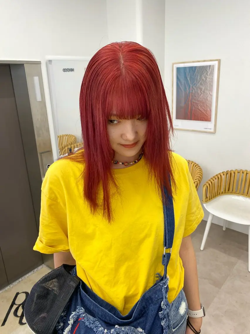 セミロング カラー ヘアカラー 暖色カラー hinaka.のヘアスタイル