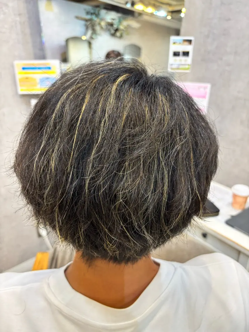 カラー パーマ ハイライトカラー 艶カラー/学園前/ Remikaのヘアスタイル