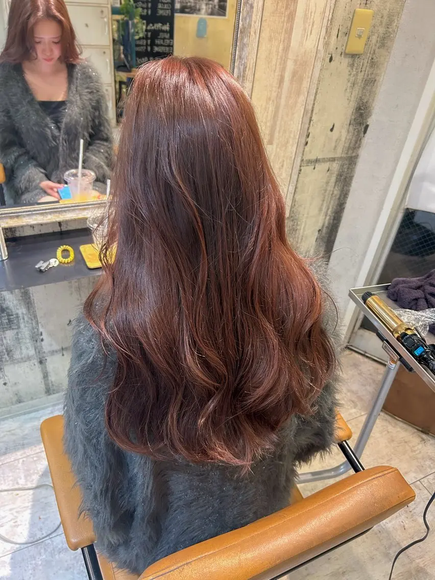 ロング カラー ブラウンカラー ピンクカラー ピンクブラウン ヘアカラー 🧣艶カラー・ヘア セット Chie🧸のヘアスタイル
