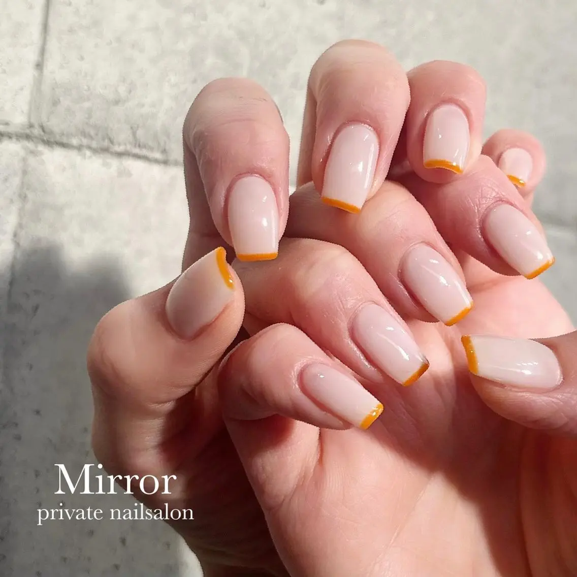 ネイル オレンジ nailsalon Mirrorのネイルデザイン