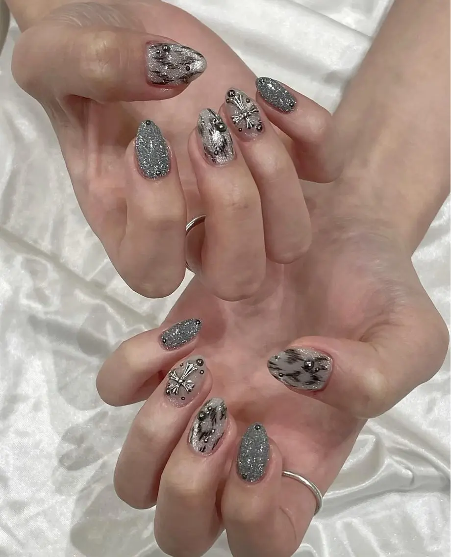 ネイル ハンドネイル 🎀PG🩵 ネイルサロンのネイルデザイン