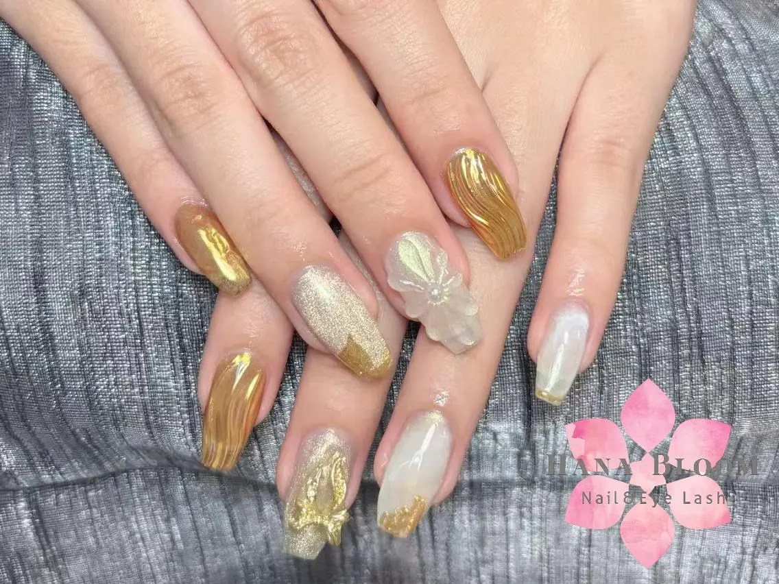 ネイル 長さ出し フレンチネイル ジェルネイル マグネットネイル 持ち込み ハンドネイル ハンドケア Hana Bloom Nail 渋谷道玄坂のネイルデザイン