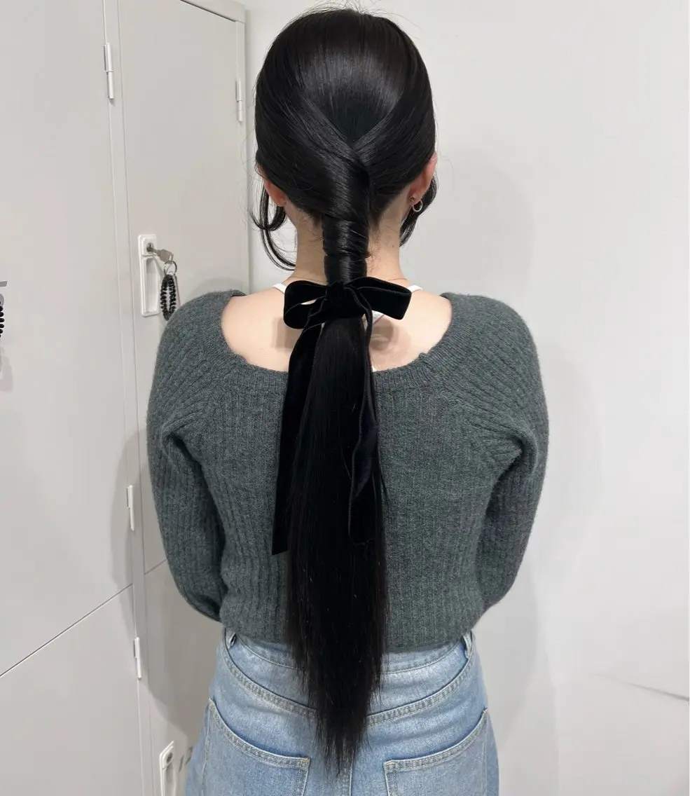 ロング カラー ヘアアレンジ ポニーテール ヘアセット ✨カチモリ✨レイヤー 韓国ヘア🇰🇷ゆいのヘアスタイル