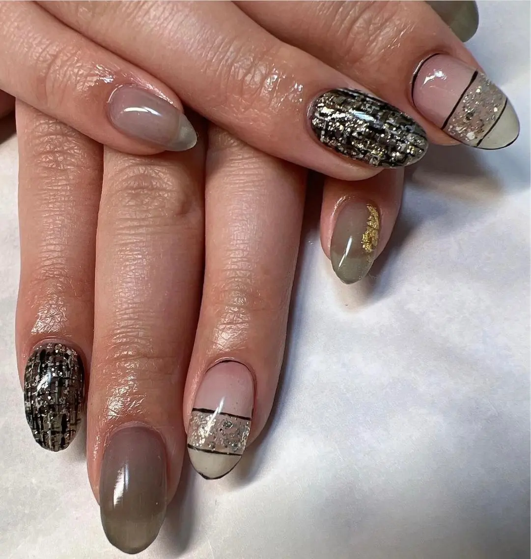 ネイル ニュアンスネイル ツイードネイル coco nailのネイルデザイン