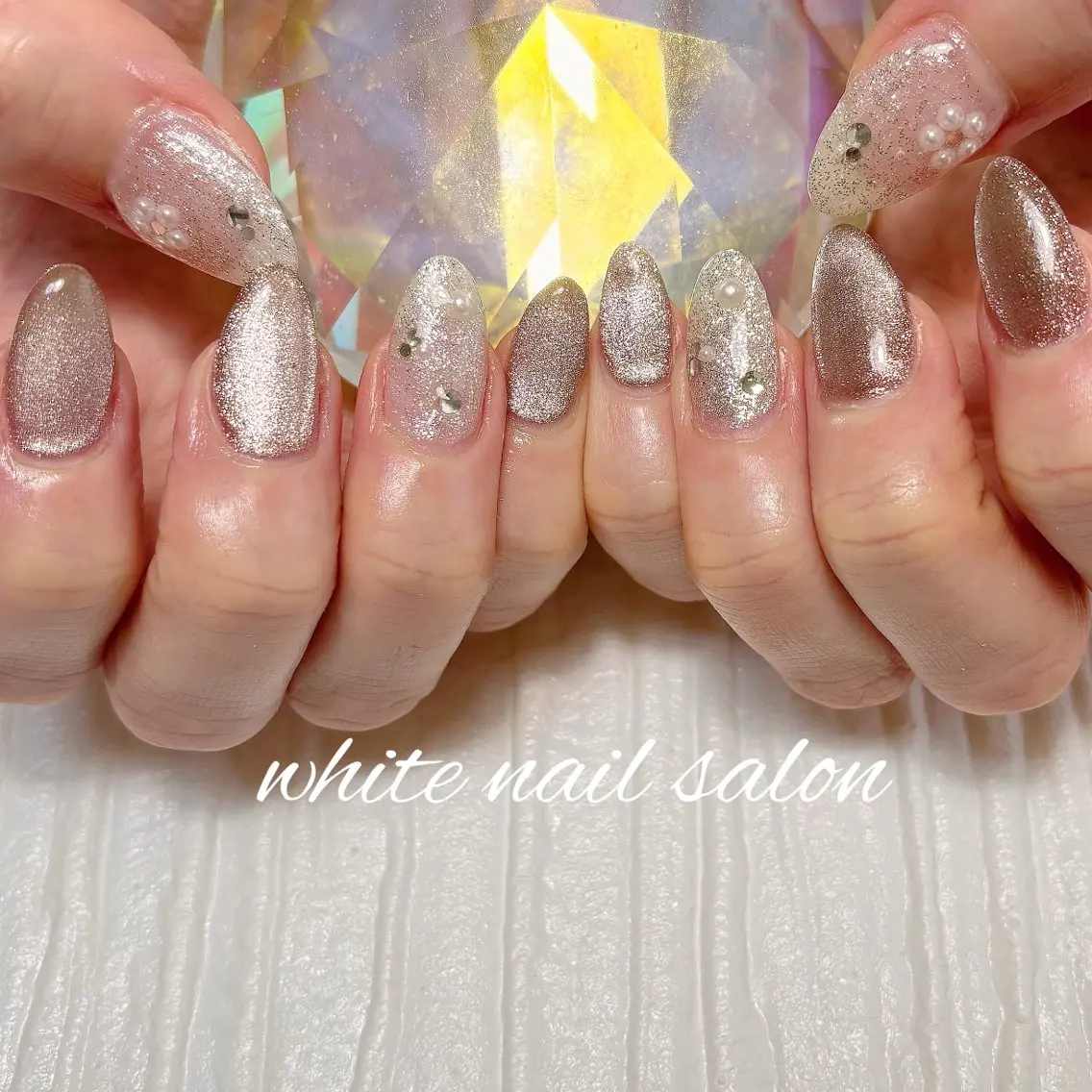 ネイル フットネイル ラメ(グリッター) ハンドネイル white nail salonのネイルデザイン