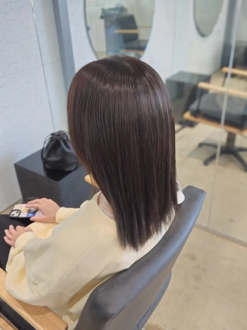 ミディアム 縮毛矯正 角谷 貫太郎のヘアスタイル