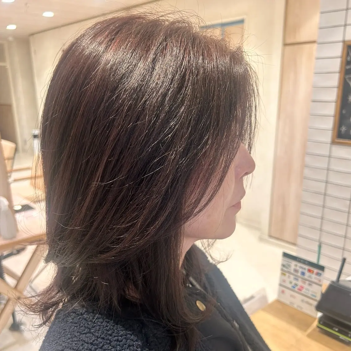 セミロング カラー ブラウンカラー 透明感カラー ラベンダーカラー ラベンダーブラウン パーマ/ レイヤー/yukaのヘアスタイル
