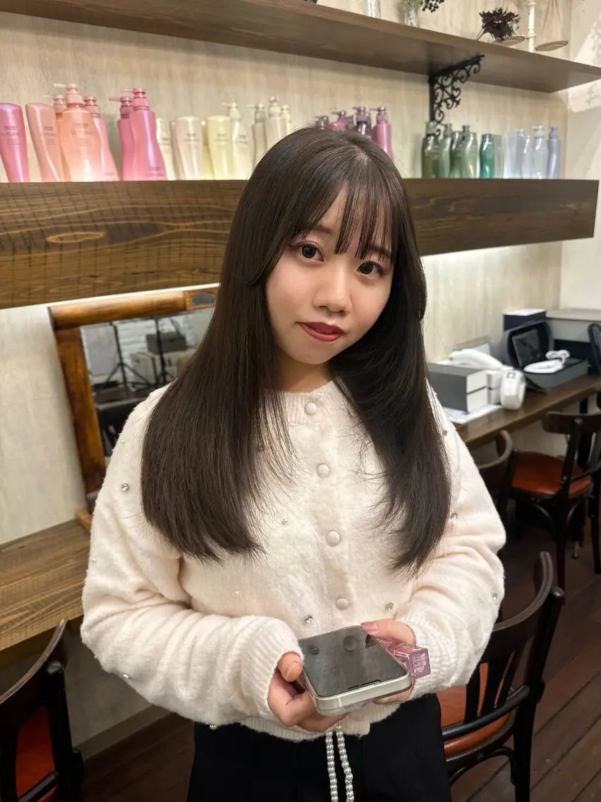 カラー 透明感カラー オレンジ 能隅あいかFLEAR 口コミ⭐️5.0⭐️のヘアスタイル