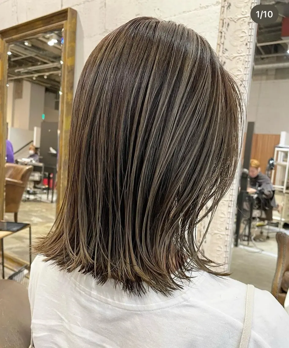 ミディアム カラー お顔まわりカット たなかちなみ🦤♡のヘアスタイル