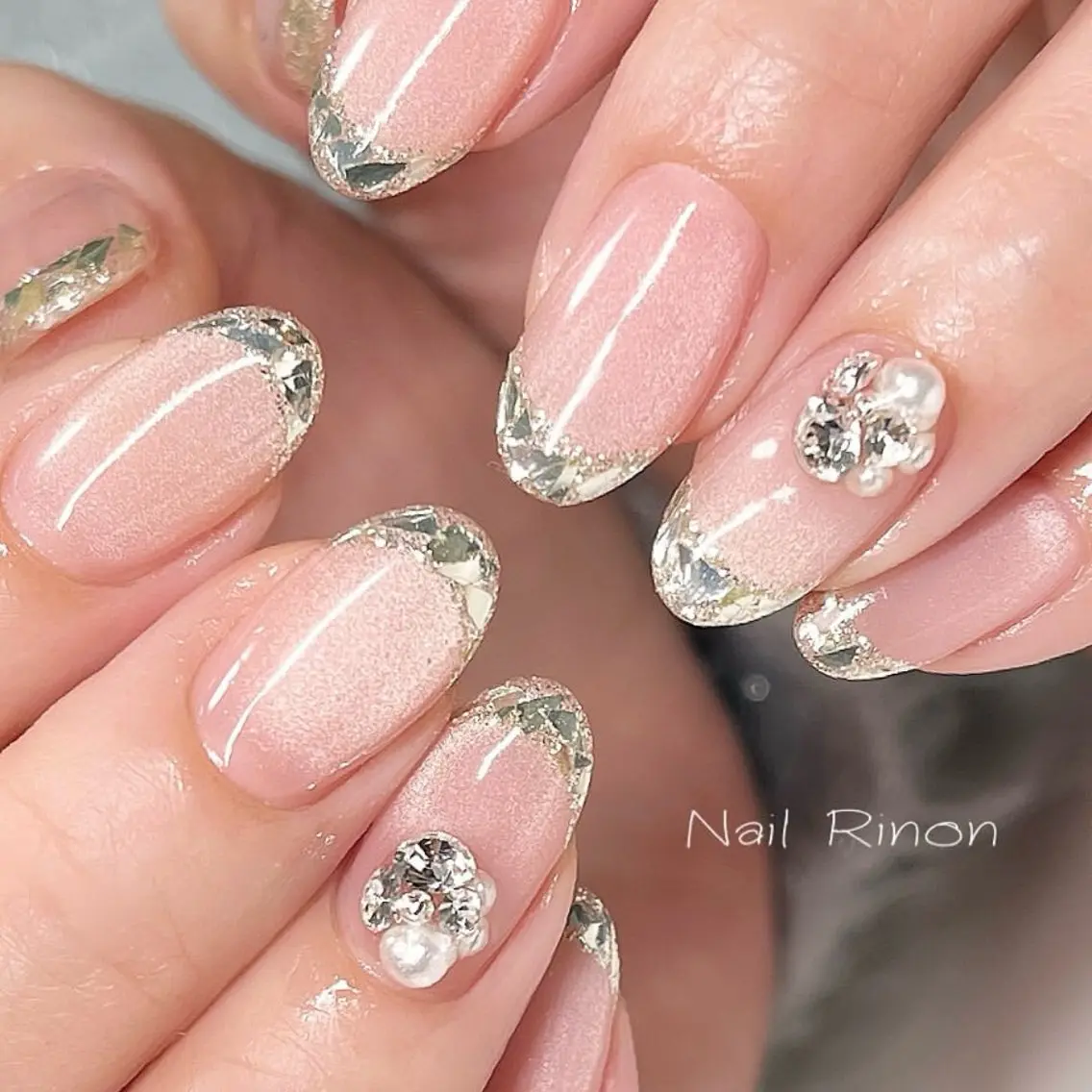 ネイル フレンチネイル ガラスフレンチ ハンドネイル Nail Rinonのネイルデザイン