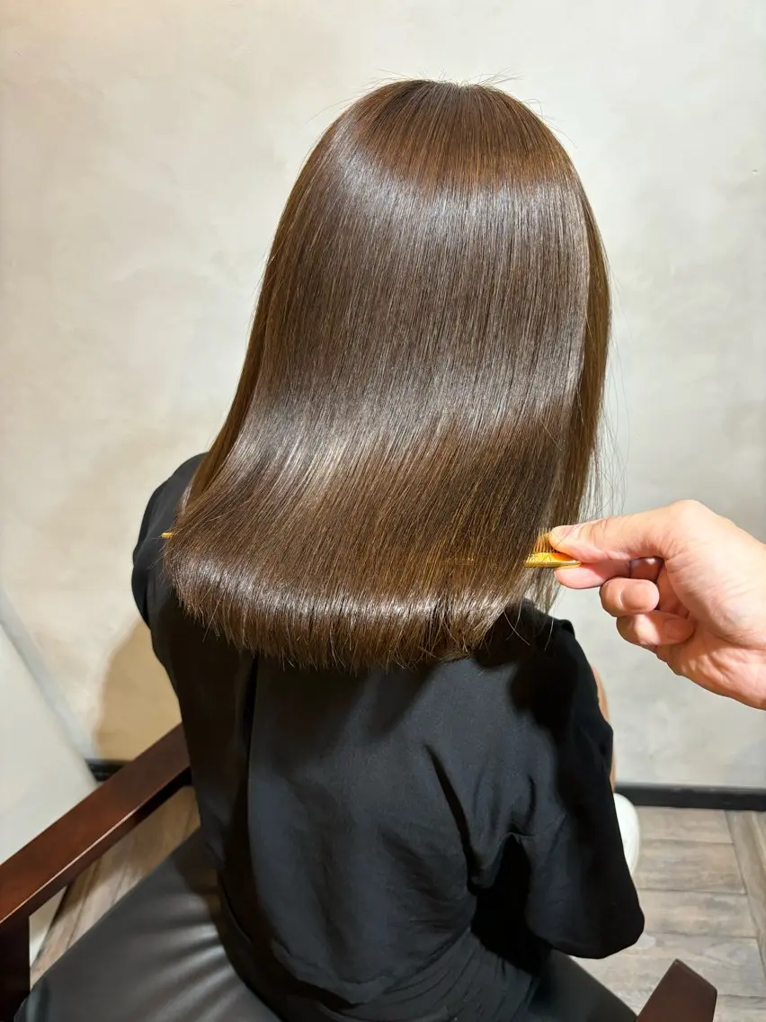 ミディアム 髪質改善 酸性ストレート 縮毛矯正 トリートメント ヘッドスパ ヘアセット 美髪矯正 🌈髪質改善 山下のヘアスタイル