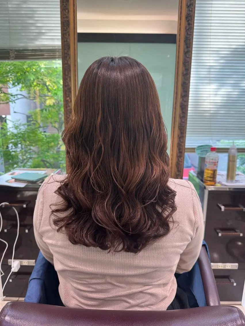 セミロング カット パーマ 大人可愛い♡コテ巻き パーマ🌼杉田 萌恵のヘアスタイル
