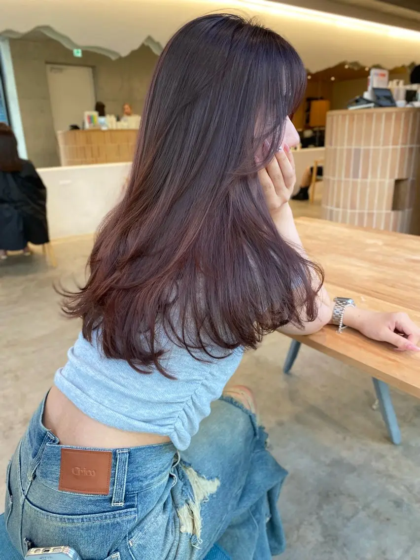 ロング カラー ヘアカラー トリートメント Saki/レイヤー/ 柔らかカラーのヘアスタイル