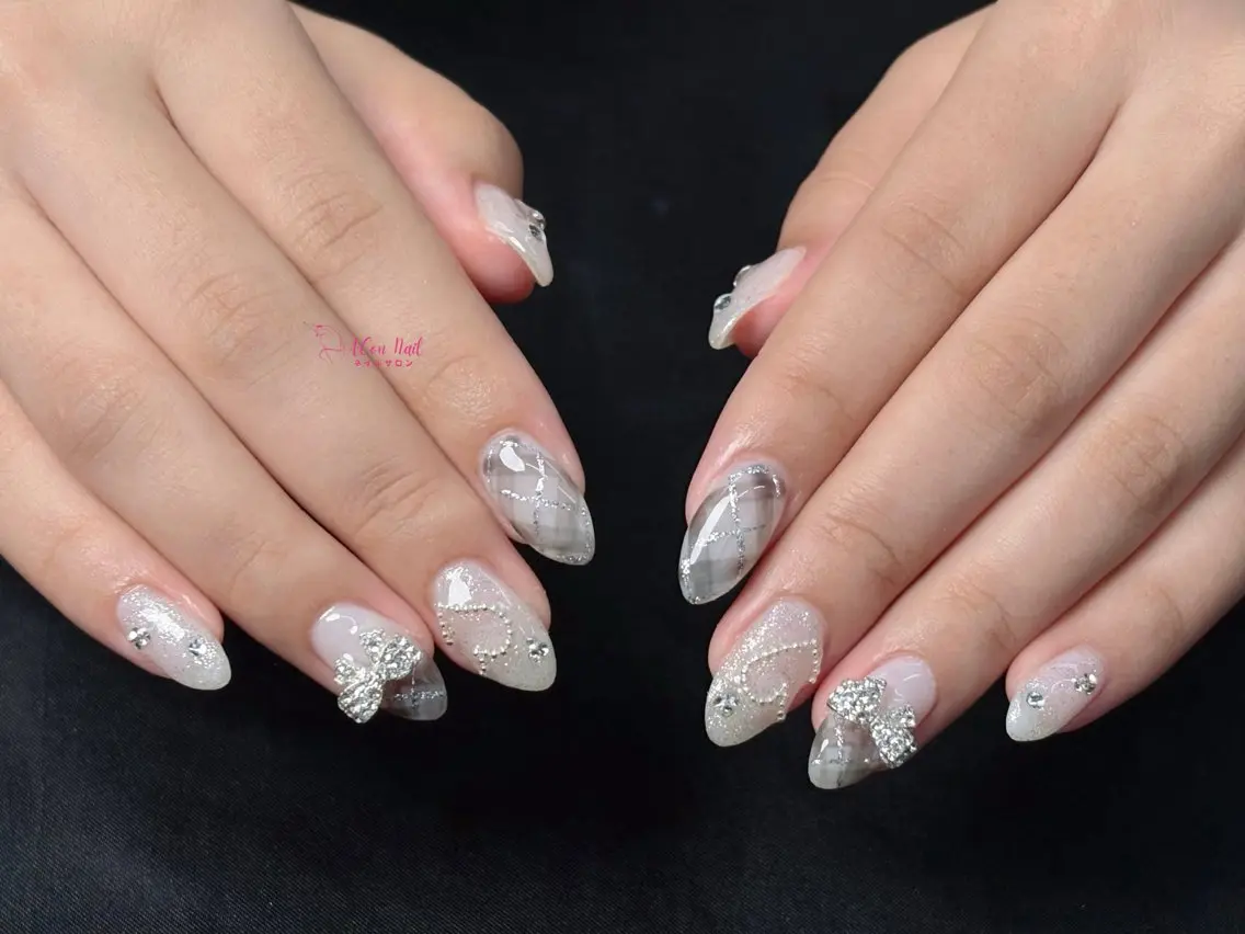ネイル 桜ネイル 長さ出し フラワーネイル フレンチネイル ジェルネイル ハンドネイル ACon NailSalonのネイルデザイン