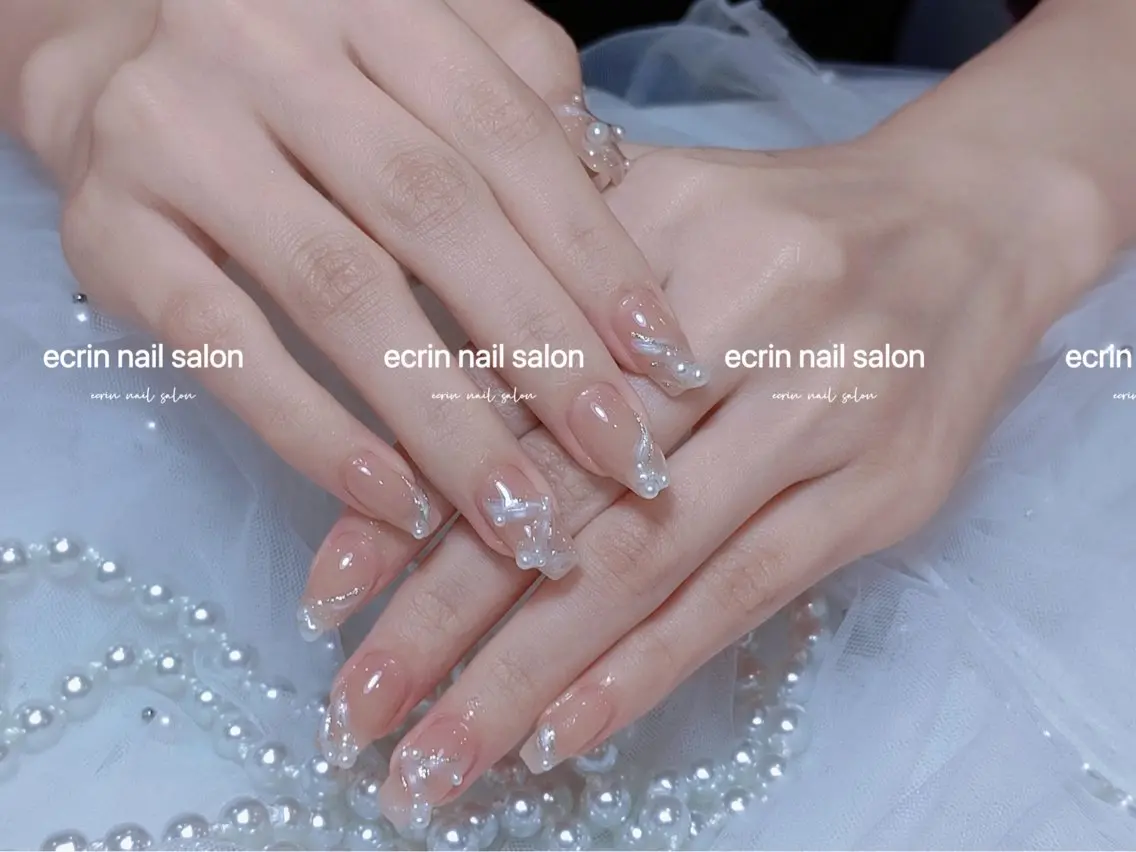 ネイル 持ち込み リボン ワンホンネイル ecrin nail salon錦糸町のネイルデザイン