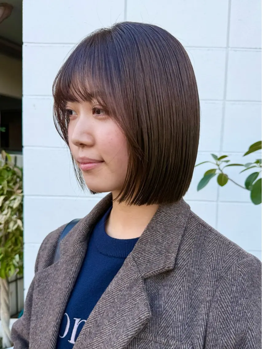 ミディアム カット ヘアカラー トリートメント 角岡 真帆/ボブ/髪質改善のヘアスタイル
