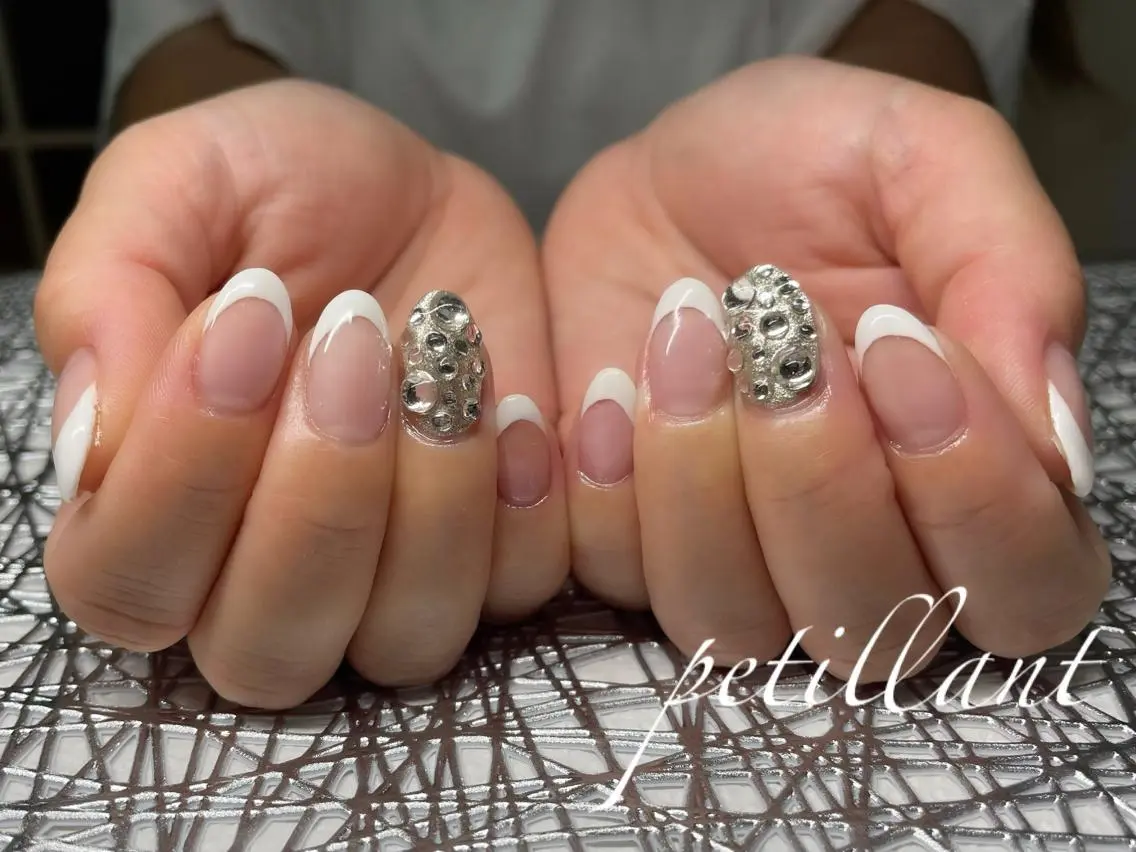 ネイル アートネイル フレンチネイル シンプルネイル nail salon petillantのネイルデザイン