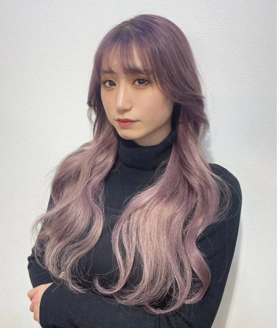 カラー ラベンダーカラー ピンクカラー ピンクラベンダー シールエクステ/ 韓国ヘア/AIRIのヘアスタイル
