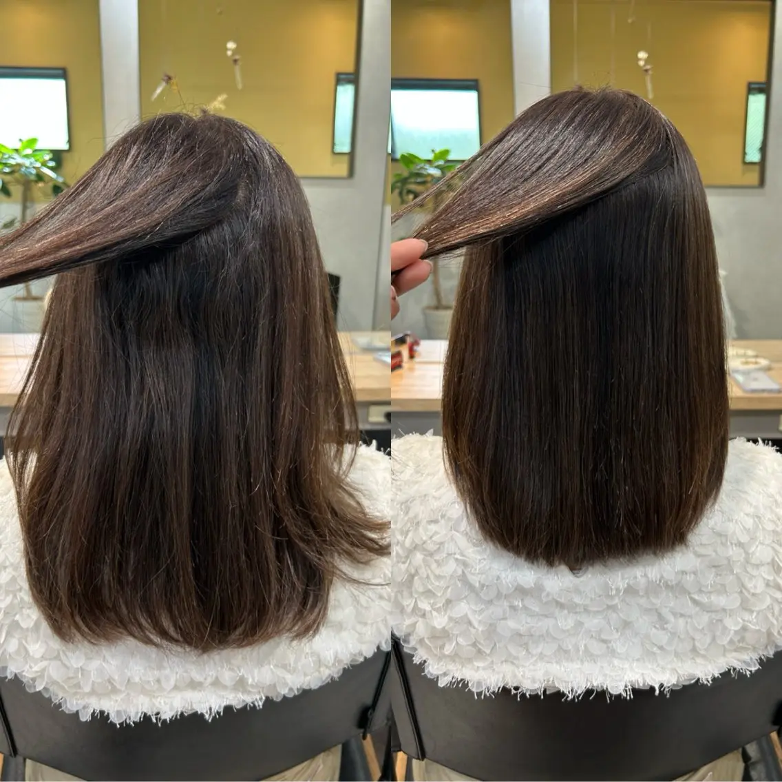 ミディアム パーマ 髪質改善 ストレートパーマ カット 縮毛矯正 トリートメント hub hair レイヤー/ナチュラルのヘアスタイル