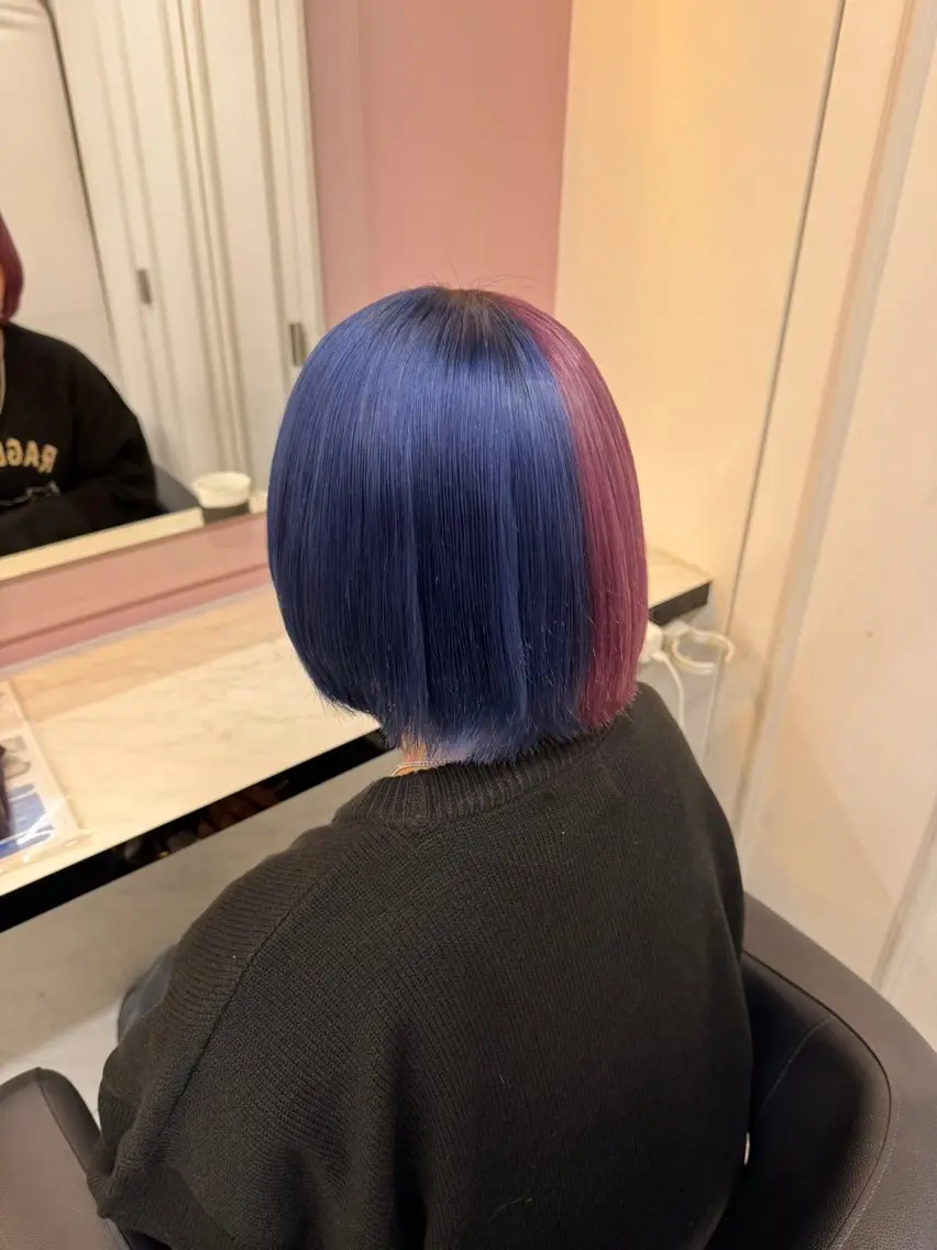ミディアム カラー ヘアアレンジ デザインカラー ヘアカラー 🥀レイヤー×ハイト ーントレンドヘア🥀のヘアスタイル