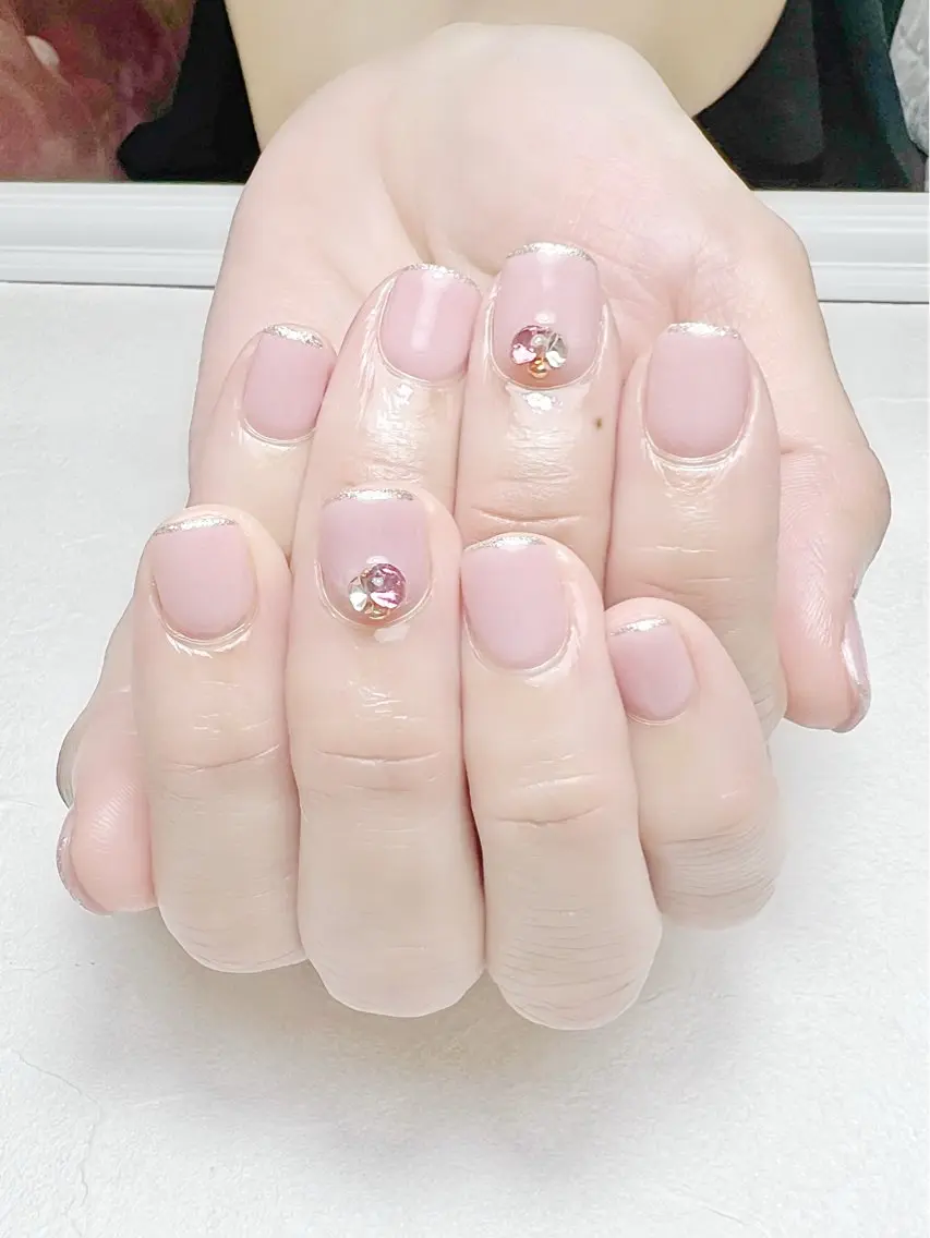 ネイル アートネイル ラメ(グリッター) オフィスネイル ワンカラーネイル ピンク rouse nail RISATOのネイルデザイン