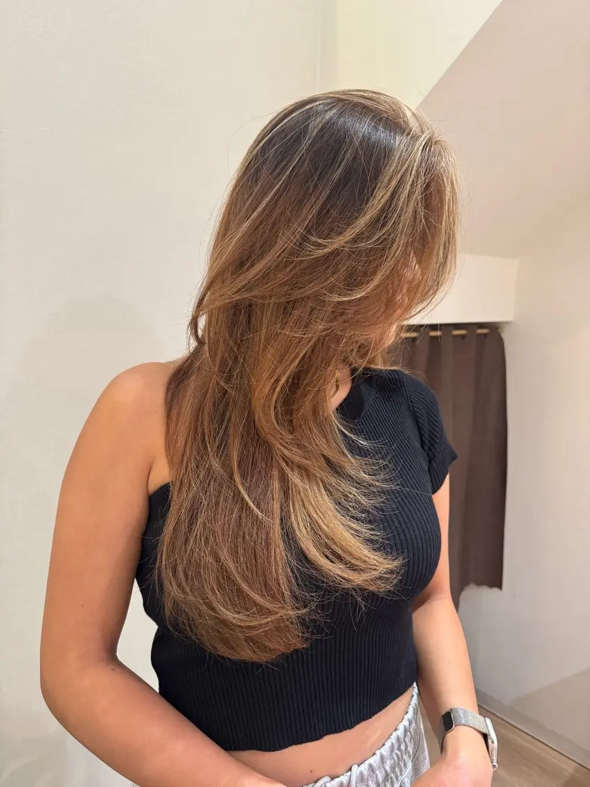 ロング ヘアアレンジ レイヤーカット 福井 珠乃のヘアスタイル