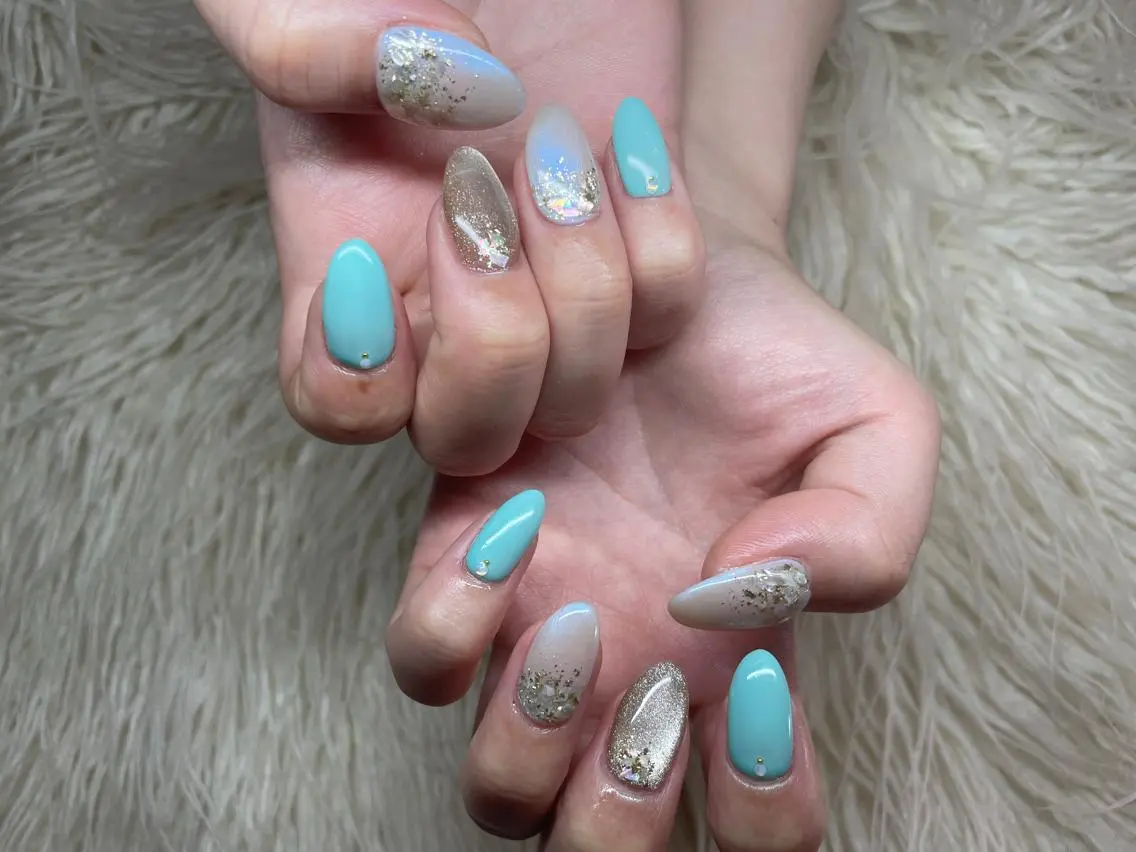 ネイル ブルー Nail salon LuaRのネイルデザイン