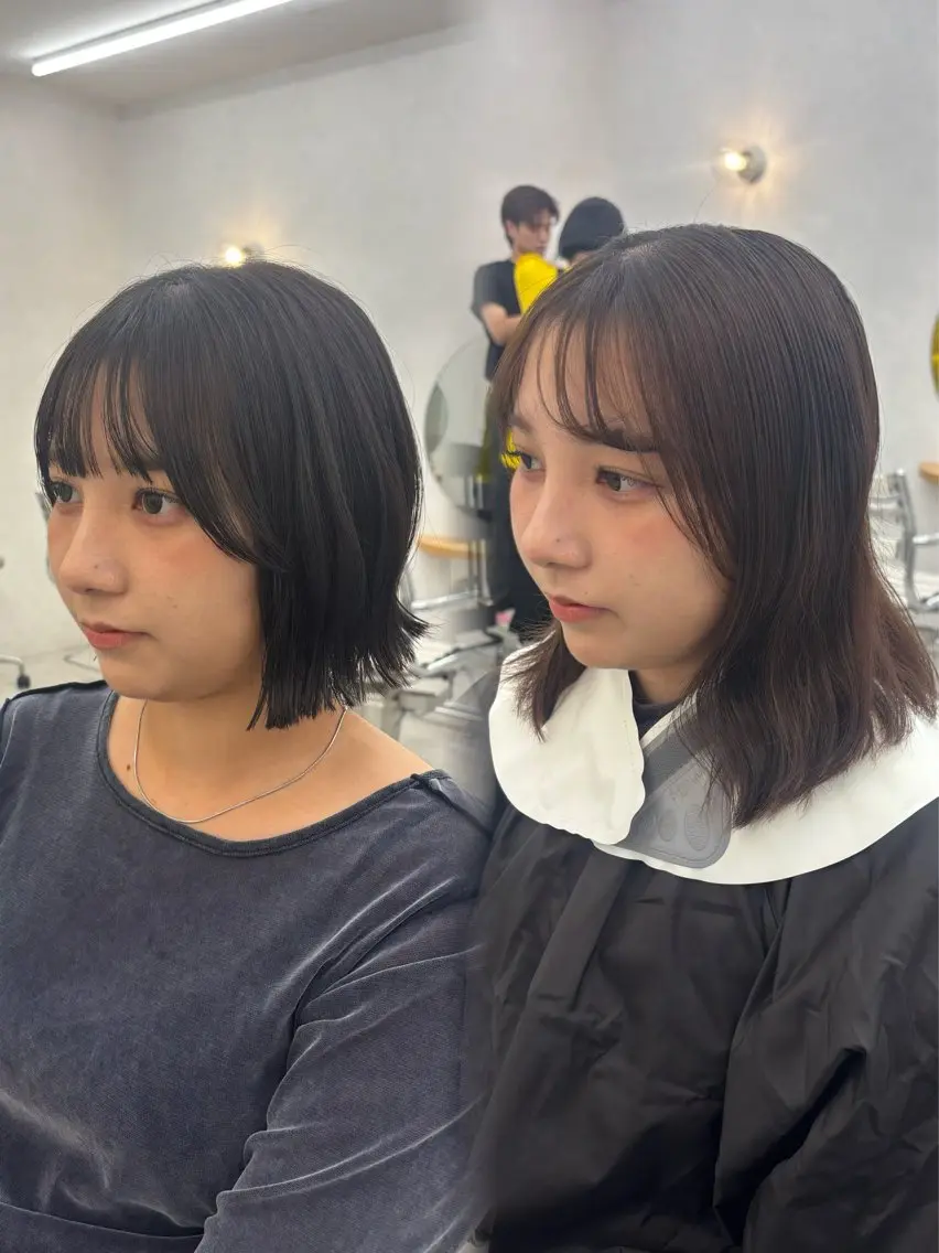 ショート カラー 🧸柔らかベージュ/ 顔周りレイヤー/ミクのヘアスタイル