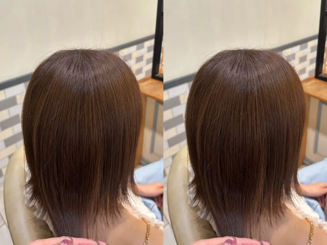 ミディアム カラー ブラウンカラー カット ヘアカラー トリートメント 古屋 澪 艶髪カラー✨のヘアスタイル