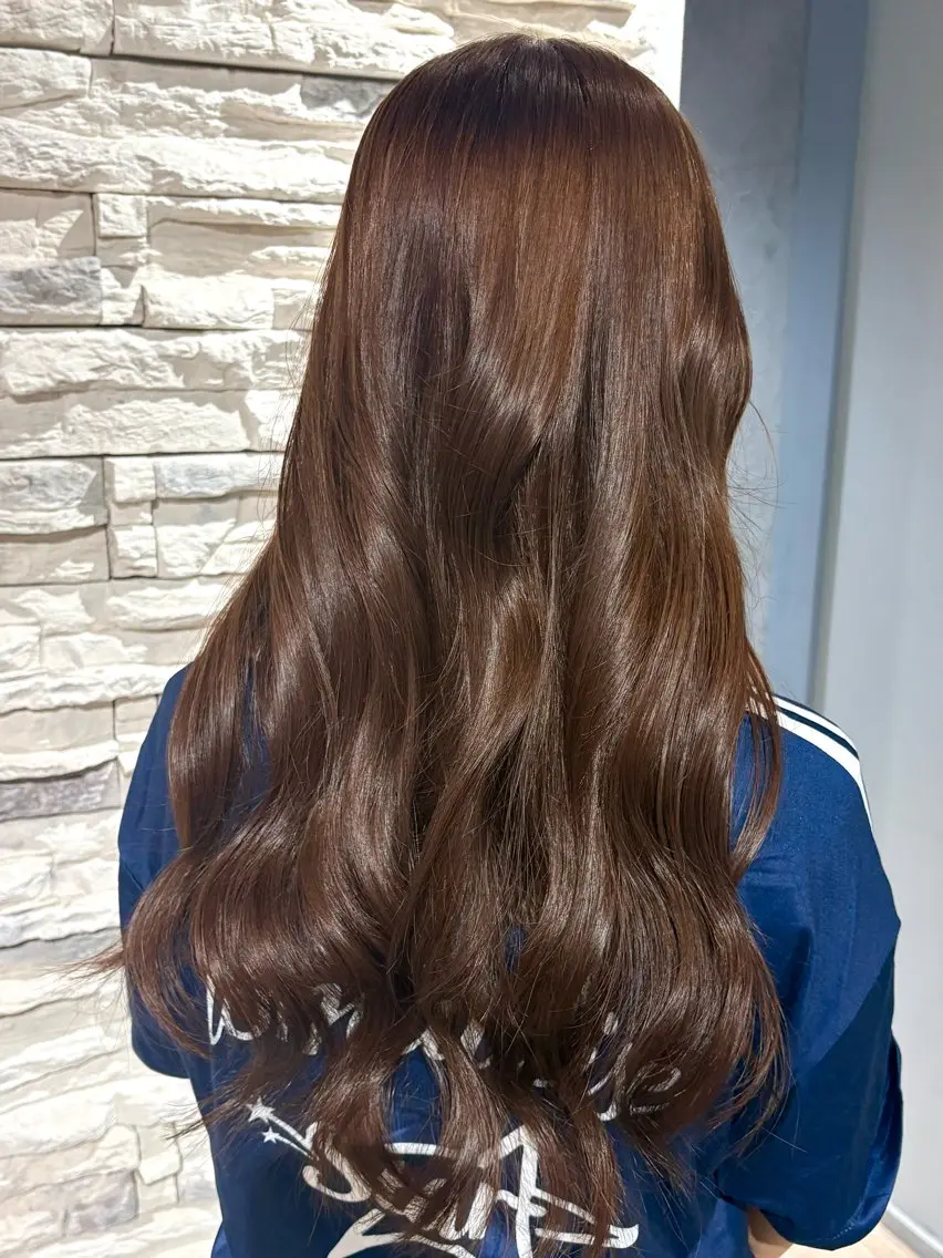 ロング カラー ブリーチ ブラウンカラー ブリーチなしカラー ピンクカラー ピンクブラウン mimi 🌟のヘアスタイル