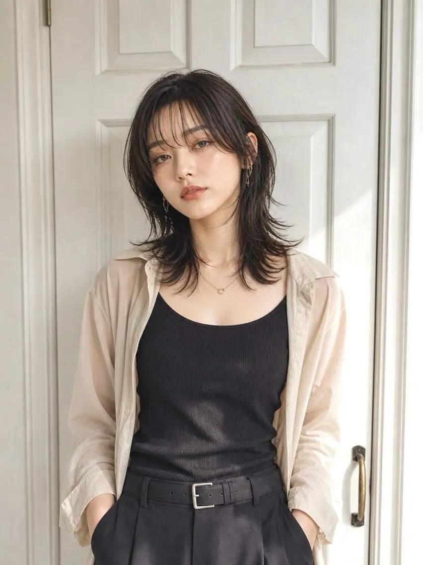セミロング くびれヘア 顔まわりレイヤー 韓国風ヘア くびれレイヤー レイヤーカット 🫧touma🫧 艶髪/新宿のヘアスタイル