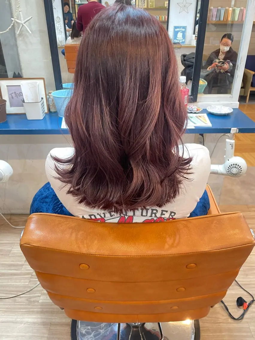 カラー レッドカラー 松永 あづみのヘアスタイル