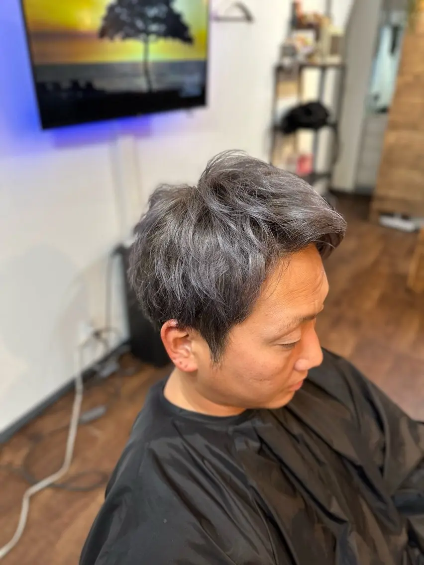 ショート カラー メンズ アッシュ シルバー カット ヘアカラー トリートメント Luzir⭐︎ GEN⭐︎のヘアスタイル