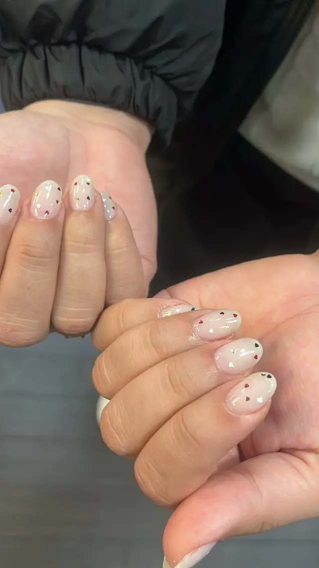 ネイル フラッシュネイル ハート ラメ(グリッター) ラメグラデーション ニュアンスネイル SAKU nail 作島茜のネイルデザイン