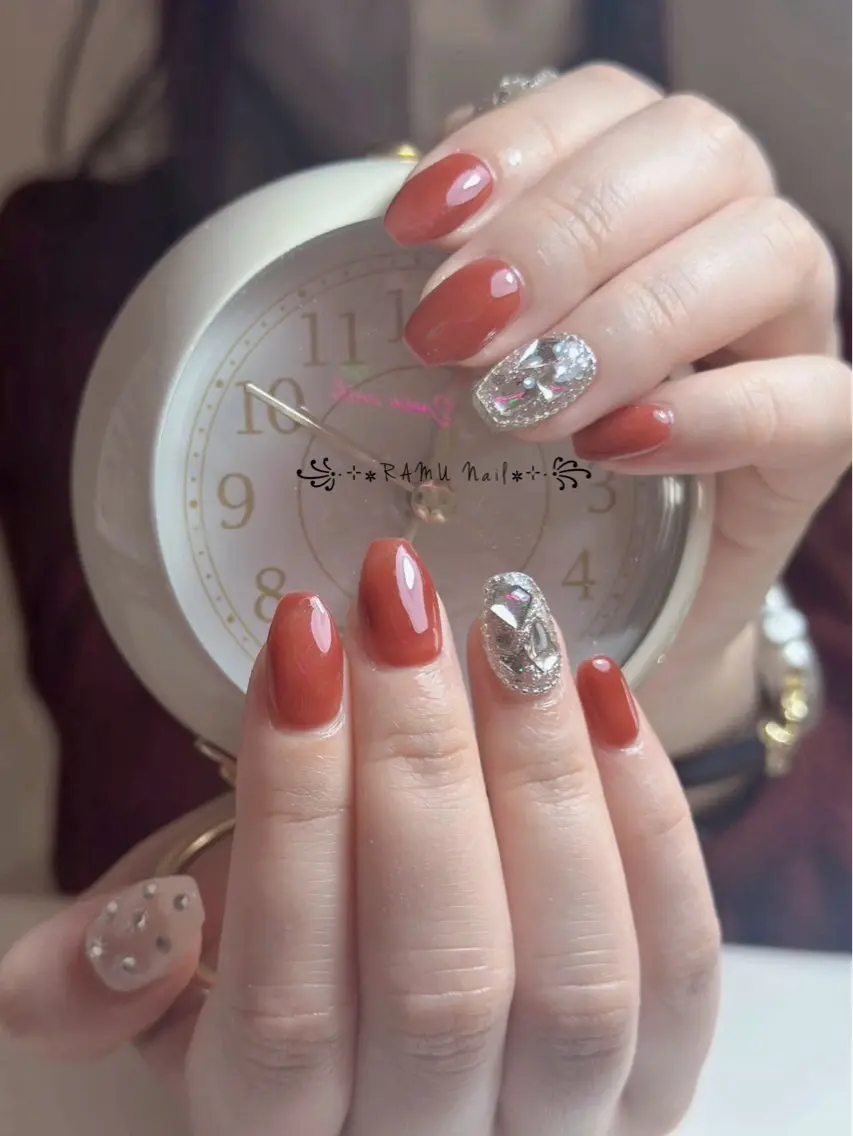 ネイル 韓国ネイル シンプルネイル 冬ネイル ハンドネイル RAMU Nail 恵比寿店のネイルデザイン
