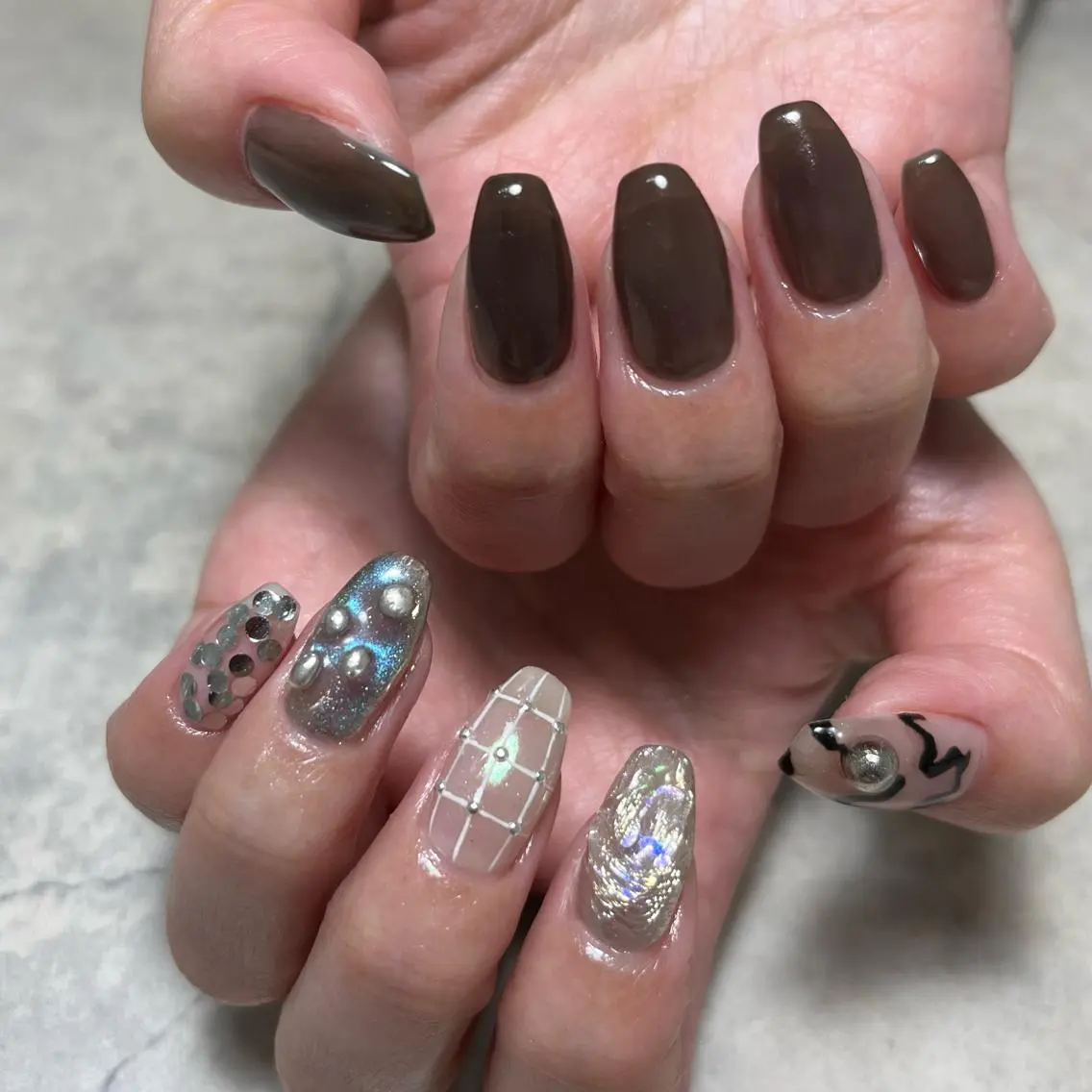 ネイル シルバー ハンドネイル vegh. nail/阿波座のネイルデザイン