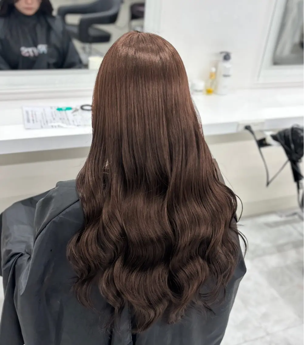 ロング カット ヘアカラー トリートメント ヘッドスパ ヘアセット ベージュブラウン /レイヤー /まなかのヘアスタイル